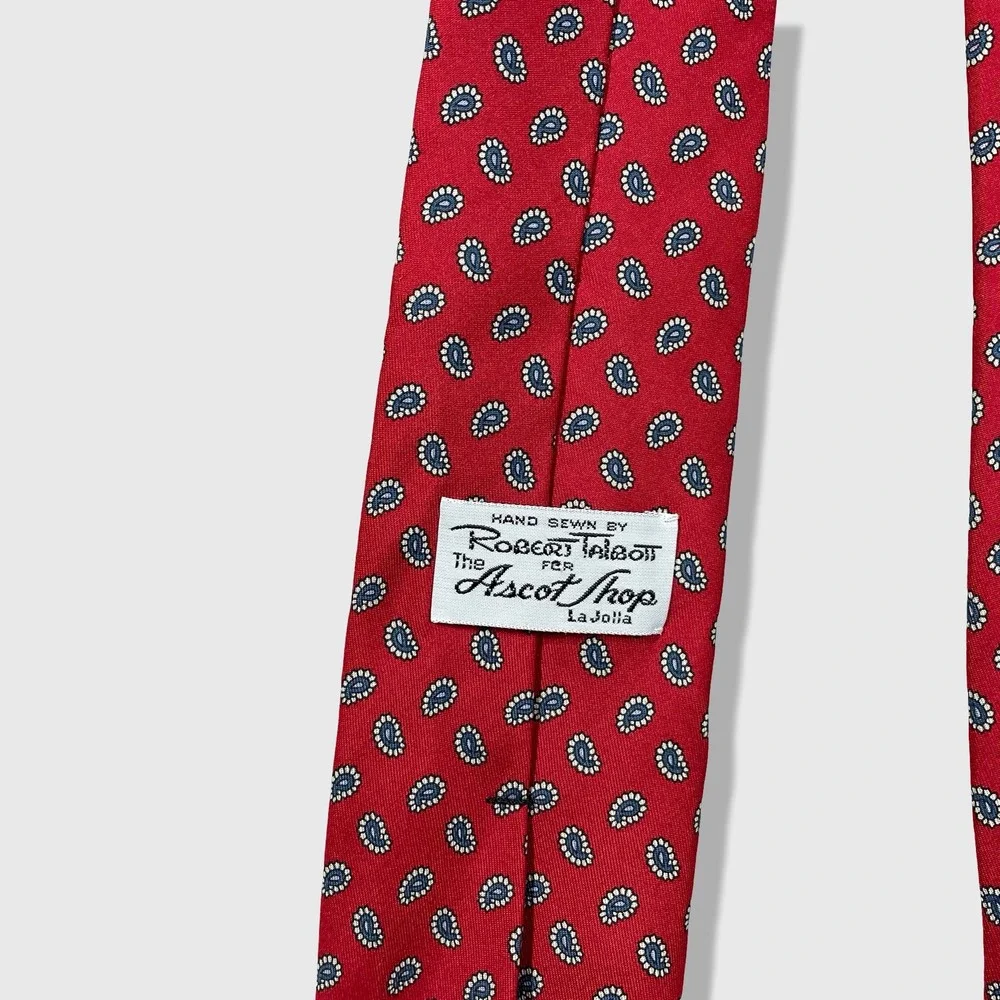 Robert Talbott Tie Mens OS Red Paisley Silk Preppy Old Money Aesthetic